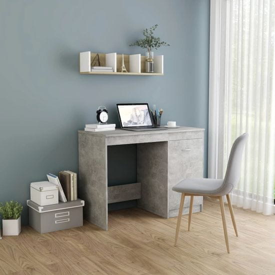 Vidaxl Pisalna miza betonsko siva 100x50x76 cm iverna plošča