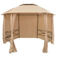 Greatstore Vrtni šotor / paviljon z zavesami šestkoten 360x265 cm