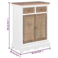 Vidaxl Komoda iz trdnega lesa 60x30x80 cm bela