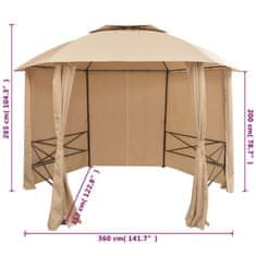 Greatstore Vrtni šotor / paviljon z zavesami šestkoten 360x265 cm