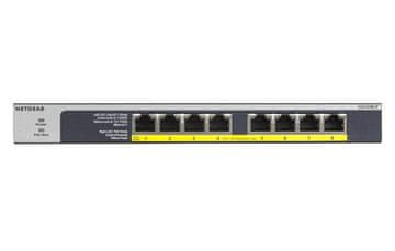 Netgear NETGEAR GS108LP neupravljano Gigabitno PoE stikalo 1U, črno/sivo