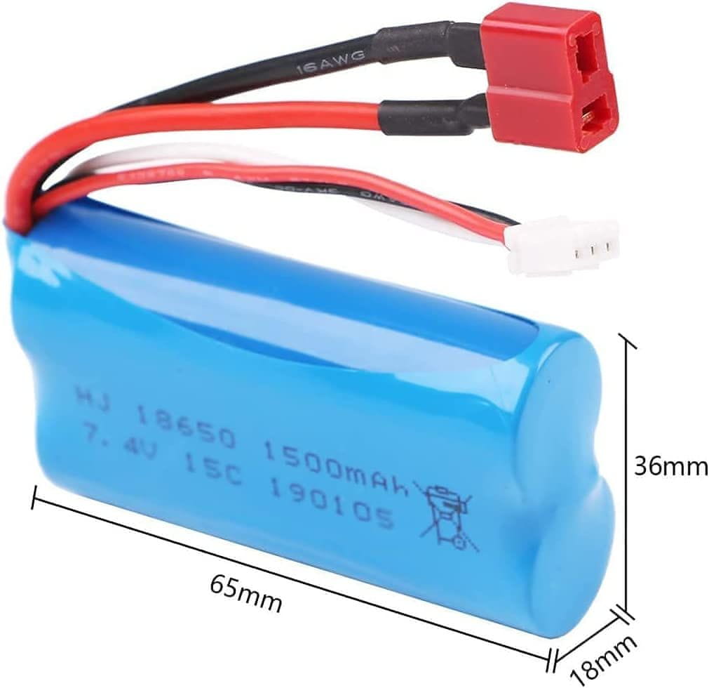 YUNIQUE Lithium-Akku 7,4V 500mAh – High-Speed-Akku Für RC-Modelle (kompatibel Mit EC16, DE85), Wiederaufladbar