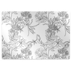 Decormat Podloga za pisarniški stol Črno -bele cvetove 120x90 cm 2 cm 