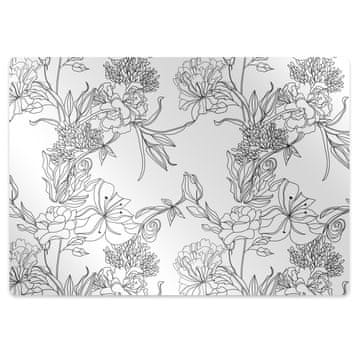 Decormat Podloga za pisarniški stol Črno -bele cvetove