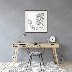 Decormat Podloga za pisarniški stol Črno -bele cvetove 120x90 cm 2 cm 