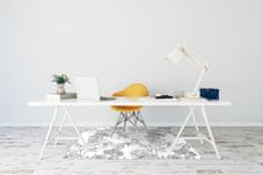 Decormat Podloga za pisarniški stol Črno -bele cvetove 100x70 cm 