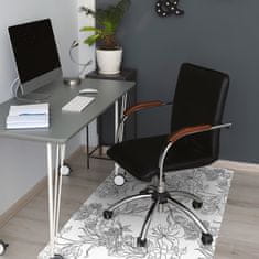 Decormat Podloga za pisarniški stol Črno -bele cvetove 100x70 cm 