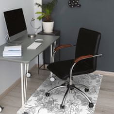 Decormat Podloga za pisarniški stol Črno -bele cvetove 120x90 cm 2 cm 