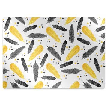 Decormat Podloga za stol Black golden feathers