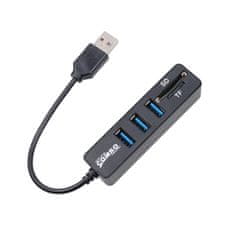 Northix Čitalnik pomnilniških kartic Mini USB 2.0 + zvezdišče USB, črn 