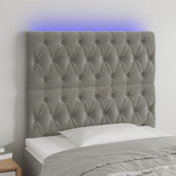 Vidaxl vidaXL Vzglavje postelje z LED svetlo sivo 100x7x118/128 cm žamet