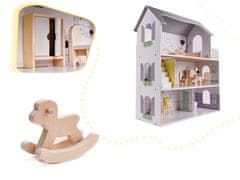 Lesena hišica za punčke + pohištvo 70cm siva
