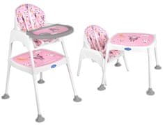 Ikonka Stol za hranjenje stolček stolček stolček 3v1 roza