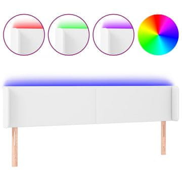 Vidaxl LED posteljno vzglavje belo 203x16x78/88 cm umetno usnje