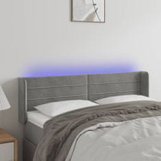 shumee vidaXL LED posteljno vzglavje svetlo sivo 147x16x78/88 cm žamet