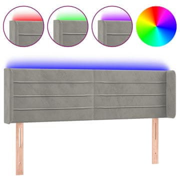 Vidaxl LED posteljno vzglavje svetlo sivo 147x16x78/88 cm žamet