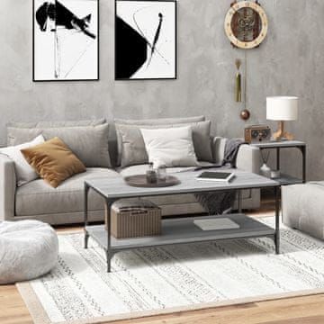 Greatstore Klubska mizica siva sonoma 80x50x40 cm inženirski les