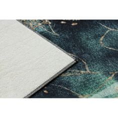 eoshop ANDRE pralna preproga 1336 Leaves anti-slip - črna / turkizna ( - Velikost: 80x150 cm)