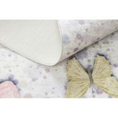 eoshop BAMBINO 1610 pralna preproga Butterflies za otroke proti zdrsu - kremasta ( - Velikost: 80x150 cm)