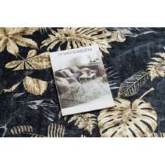 eoshop ANDRE pralna preproga 1311 Monstera leaves anti-slip - črna / zlata ( - Velikost: 80x150 cm)