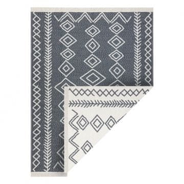 eoshop Preproga TWIN 23000 Boho, bombažna, dvostranska, z diamanti Ekološke resice - antracitna / krem ( - Velikost: 80x300 cm)