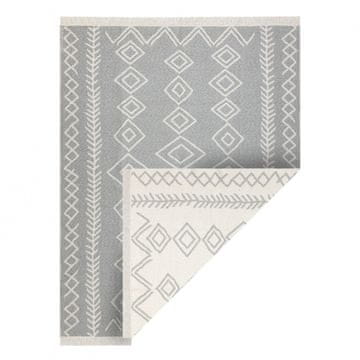 eoshop Preproga TWIN 23000 Boho, bombažna, dvostranska, z diamanti Ekološke pentlje - siva / krem ( - Velikost: 80x300 cm)