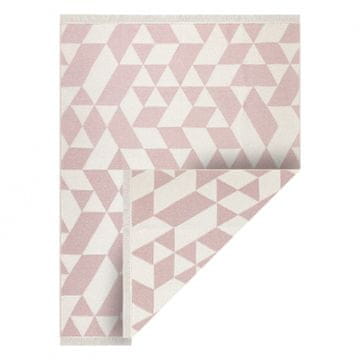 eoshop Geometrijska preproga TWIN 22992, bombažna, obojestranska, okolju prijazna, z robovi - roza / krem ( - Velikost: 100x200 cm)