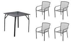 eoshop Kovinski vrtni set Eoshop 7: miza + 4 stogljivi vrtni stoli z nasloni