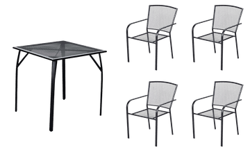 eoshop Kovinski vrtni set Eoshop 7: miza + 4 stogljivi vrtni stoli z nasloni
