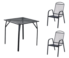 eoshop Kovinski vrtni set Eoshop 8: miza + 2 stola z nasloni, zložljiva za shranjevanje