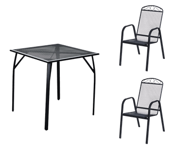 eoshop Kovinski vrtni set Eoshop 8: miza + 2 stola z nasloni, zložljiva za shranjevanje