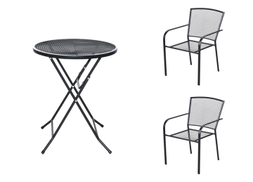 eoshop Kovinski vrtni set Eoshop 36: miza + 2 zložljiva stola (stogljiva)
