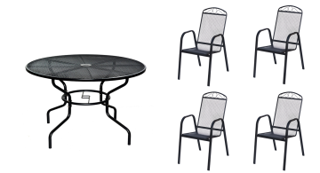 eoshop Kovinski vrtni set Eoshop 44: miza + 4 zložljivi stoli, stohljivi