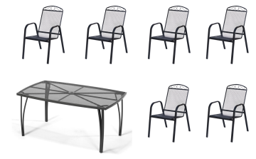 eoshop Kovinski vrtni set Eoshop 62: miza + 6 stolov za zlaganje