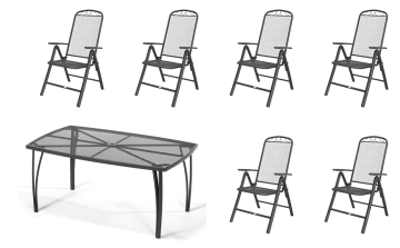 eoshop Kovinski vrtni set Eoshop 65: miza + 6 nastavljivih stolov
