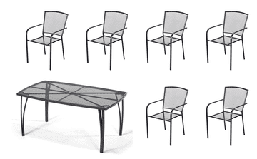 eoshop Kovinski vrtni set Eoshop 60: miza + 6 stogljivih stolov