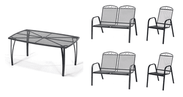 eoshop Kovinski vrtni set Eoshop 66: miza + 2 naslanjača + 2 klopi