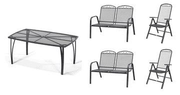 eoshop Kovinski vrtni set Eoshop 67: miza, 2 naslanjača in 2 klopi