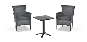 IWHOME Antracitni vrtni set REUS s 2 zložljivima stoli in blazinami