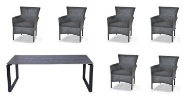 IWHOME Vrtni jedilni set POSEIDON z 6 stoli BARCELONA, antracit