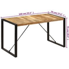 Vidaxl Jedilna miza 140x70x75 cm trden mangov les