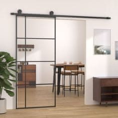 Vidaxl Drsna vrata ESG steklo in aluminij 90x205 cm črna