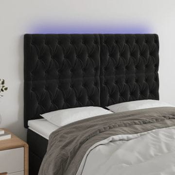 Vidaxl vidaXL Vzglavje postelje z LED diodo črno 160x7x118/128 cm žamet