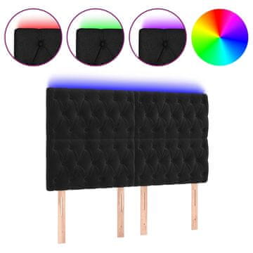 Vidaxl LED posteljno vzglavje črno 160x7x118/128 cm žamet