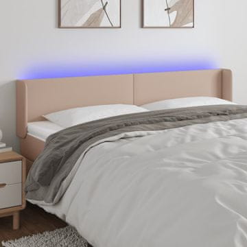 Vidaxl vidaXL LED vzglavje postelje, kapučino, 203x16x78/88 cm, umetno usnje