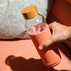 QUOKKA Flow, Sklenená fľaša so silikónovým povrchom PINK BOTANICAL, 660ml, 40006