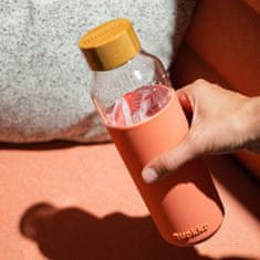 QUOKKA FLOW Steklena steklenica s silikonsko površino PINK BOTANICAL, 660ml, 40006