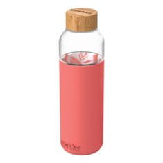 QUOKKA FLOW Steklena steklenica s silikonsko površino PINK BOTANICAL, 660ml, 40006