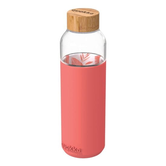 QUOKKA Flow, Steklena steklenica s silikonsko površino PINK BOTANICAL, 660ml, 40006