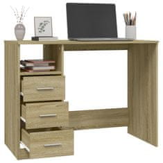 Vidaxl Pisalna miza s predali sonoma hrast 102x50x76 cm inženirski les